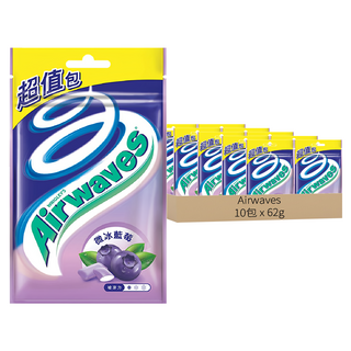 Airwaves 超涼無糖口香糖 微冰藍莓口味 清新口氣, 10包, 62g