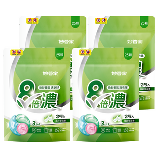 妙管家 8倍濃洗衣球, 煥彩香氛, 強效3in1, 25顆, 4袋