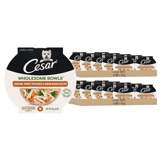 Cesar 西莎 鮮肉主食碗 甜番薯 + 四季豆 適合12個月及以上, 雞肉+蔬菜, 20個, 85g