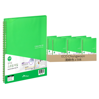 ECO Chungwoon 線圈資料夾 A4 50頁, 淺綠色, 9本