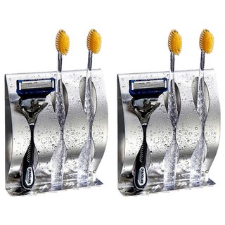 不鏽鋼無痕牙刷架 2個 銀色 浴室收納好幫手 免釘免鑽