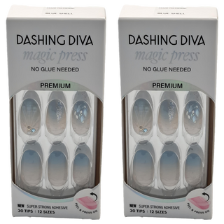 Dashing Diva 璀燦美甲片 免膠水 快速美甲 多尺寸選擇 持久耐用, 藍色貝殼, 2盒