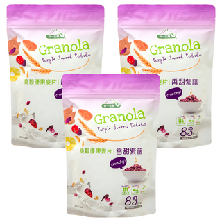 統一生機 脆穀優果麥片 香甜紫藷, 240g, 3包