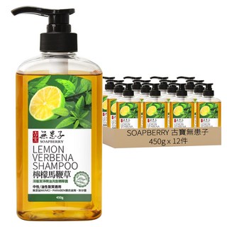 SOAPBERRY 古寶無患子 深層潔淨洗髮精華露 檸檬馬鞭草, 450g, 12瓶