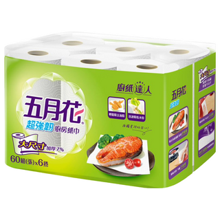 五月花 超強韌廚房紙巾 60張, 6捲, 1袋
