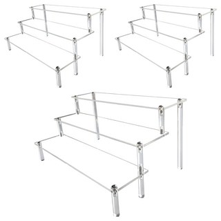 收納部屋 壓克力展示架 20cm 3層 透明色 公仔模型階梯式收納展示, 3個