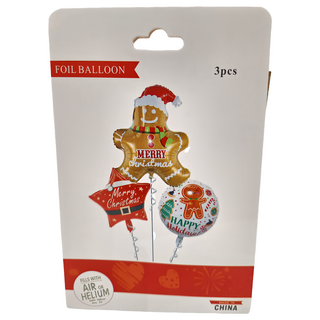 氣球三件套 聖誕節裝飾鋁箔氣球, 薑餅人, 1組
