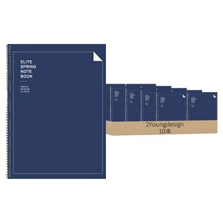 2Youngdesign 精英線圈橫線筆記本 封面加厚, 顏色隨機, 10本