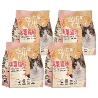 咪咪貓砂 純木薯貓砂 強力團結植物貓砂, 2.5kg, 4袋, 無香