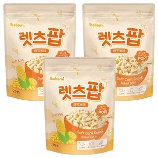 ibobomi 玉米花, 烤玉米味, 25g, 3包