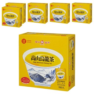 天仁茗茶 高山烏龍茶，輕發酵，無糖無香料，單獨防潮包裝, 2g, 100包, 6盒