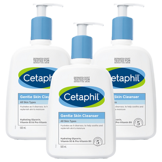 Cetaphil 舒特膚 溫和潔膚乳 500ml，含維他命B3、B5，臉部和身體皆適用, 3瓶