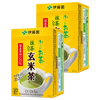 ITO EN 伊藤園 玄米茶 40包 日本國產玄米抹茶 茶包, 1.9g, 20包, 2盒