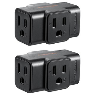 PowerSync 包爾星克 3P轉3P 3插壁插 TC3303N0, 黑色, 2個, 6.48cm