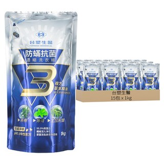 台塑生醫 BioLead 防蹣抗菌濃縮洗衣精 補充包, 1kg, 15袋