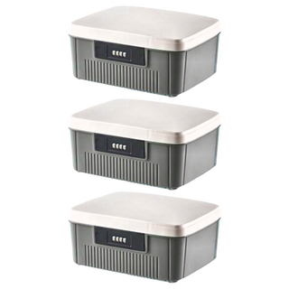 FAmILyLIFE 生活 珍藏加厚4碼密碼收納箱 4L, 灰色, 3個