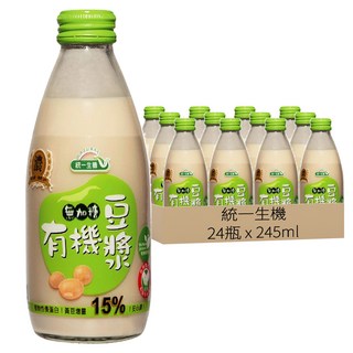 統一生機 無加糖豆漿, 245ml, 24瓶