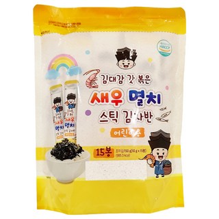 韓味不二 兒童海苔酥 蝦&鯷魚味 10g*15, 150g, 1袋