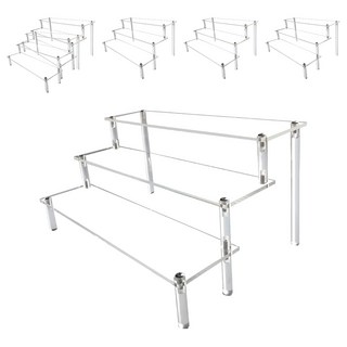 收納部屋 壓克力 公仔階梯展示架 20cm 三層 透明色, 6個