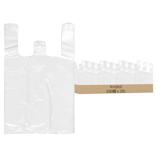 anidoll 手提超市乳白色塑膠袋, 20L, 100個
