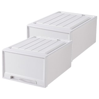 小麥購物 加厚抽屜式整理箱, 純白, 2個