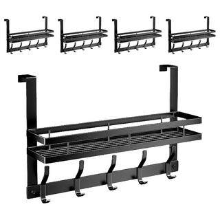 小麥購物 雙層門後掛勾 5鉤 C582 44cm 797g, 黑色, 5個