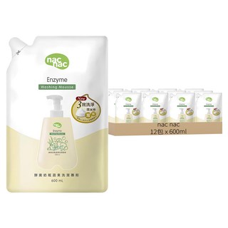 nac nac 酵素奶蔬洗潔慕斯, 600ml, 12包