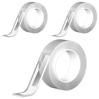 壓克力雙面膠帶 3cm x 3m x 2mm 透明色 超黏性可水洗重複使用 無痕不殘膠, 3捲