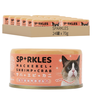 SPARKLES 超級SP無膠貓咪主食罐, 鯖魚 + 蝦 + 蟹肉, 70g, 24罐