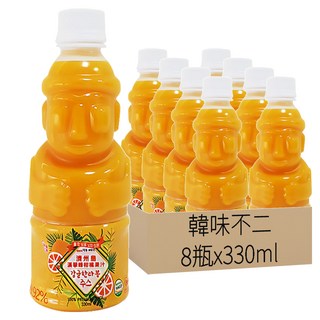 韓味不二 濟州島漢拏峰柑橘果汁330ml*8瓶, 韓國原裝進口，人偶造型瓶身，酸甜清爽，補充維生素C, 330ml