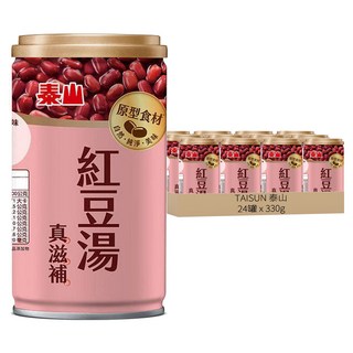 泰山 TAISUN 100%無添加紅豆湯 台灣紅豆 健康美味 即開即食 暖心滋補, 330g, 24罐