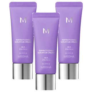 MISSHA 完美遮瑕BB霜 No.21白皙色 20ml SPF50 PA+++ 台灣公司貨, 3條