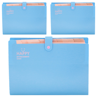 E.dot 12層風琴資料夾 A4 32.5 x 24 x 2.5cm, 藍色, 3個