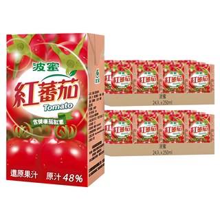 波蜜 紅番茄, 含健康茄紅素, 原汁48%, 250ml, 48入