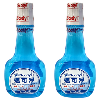速可淨 Scodyl-F 成人漱口水 500ml (醫院專用), 無酒精, 減少牙菌斑, 2瓶
