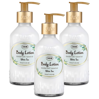 SABON 白茶身體乳液 - 滋潤保濕 舒緩乾燥 持久呵護全身肌膚, 200ml, 3瓶