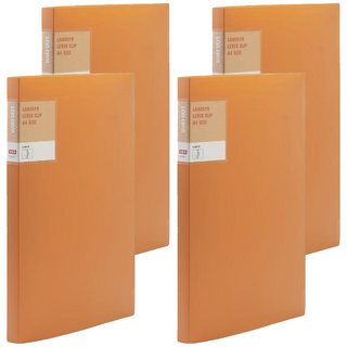 Lan CHYn 連勤牌文具 PP 馬卡龍色系彈簧夾 雙上 LC-612D O, 橘色, 4本