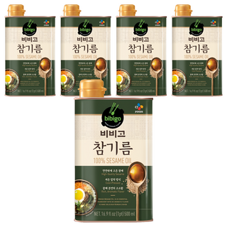 CJ bibigo 芝麻油, 500ml, 5罐