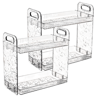 水波紋雙層收納架 31.5 x 29 x 16cm PET材質, 透明鍍銀, 2個