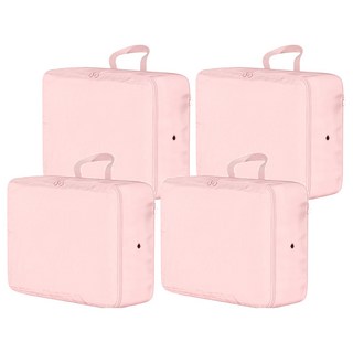 旅行衣物收納袋 OD65-41 大號 粉色 - 可壓縮手提行李收納包, 4個