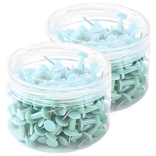 OTO 歐迪奧文具 美式工字型圖釘 23mm 蒂芬妮綠, 300個, 2盒