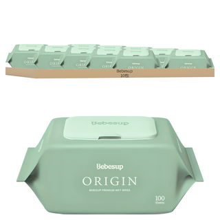 Bebesup Origin 嬰幼兒濕紙巾 10包, 超純水, 硬殼掀蓋設計, 雙層密封, 柔軟質地, 100張