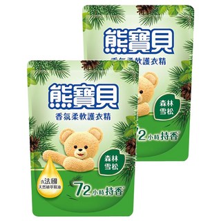 熊寶貝 森林雪松護衣精 補充包, 含法國天然植萃精油, 香氣持久, 72小時持香, 1.75L, 2包
