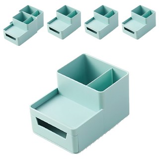 小麥購物 可疊加桌面筆筒收納盒 L2358, 北歐藍, 6個