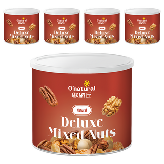 O'natural 歐納丘 Deluxe 典藏五堅果, 低溫烘焙, 富含膳食纖維, 150g, 5罐
