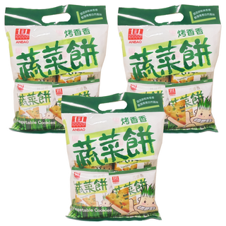 安堡蔬菜餅 3包-台灣製造 酥脆爽口 休閒零食, 200g