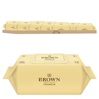 BROWN Premium 嬰兒用濕紙巾 掀蓋式, 72張, 10包