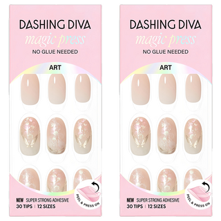 Dashing Diva M 薄型經典美甲片, 優雅粉紅, 2組