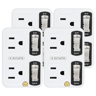 Kinyo 節電2開2插分接器 3孔 MR-5365, 白色, 4個, 55mm