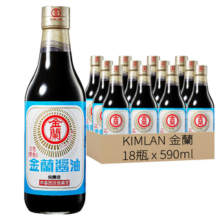 KIMLAN 金蘭 淡色醬油 適合白肉、海鮮料理 非基因改造黃豆, 590ml, 18瓶